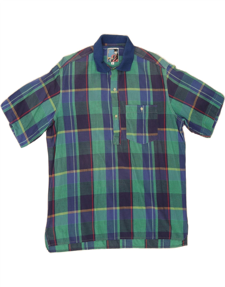 VINTAGE Mens Short Sleeve Pullover Shirt Medium Green Check Vintage Vintage and Second-Hand Vintage from Messina Hembry 