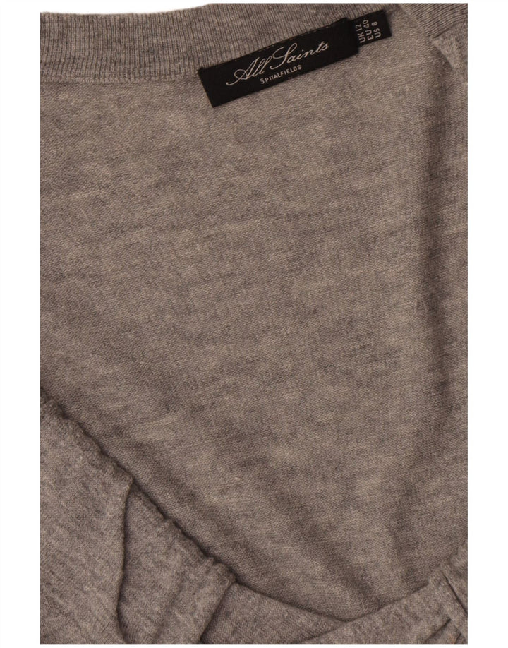 All Saints Womens Long Sleeve Jumper Dress UK 12 Medium Grey Wool