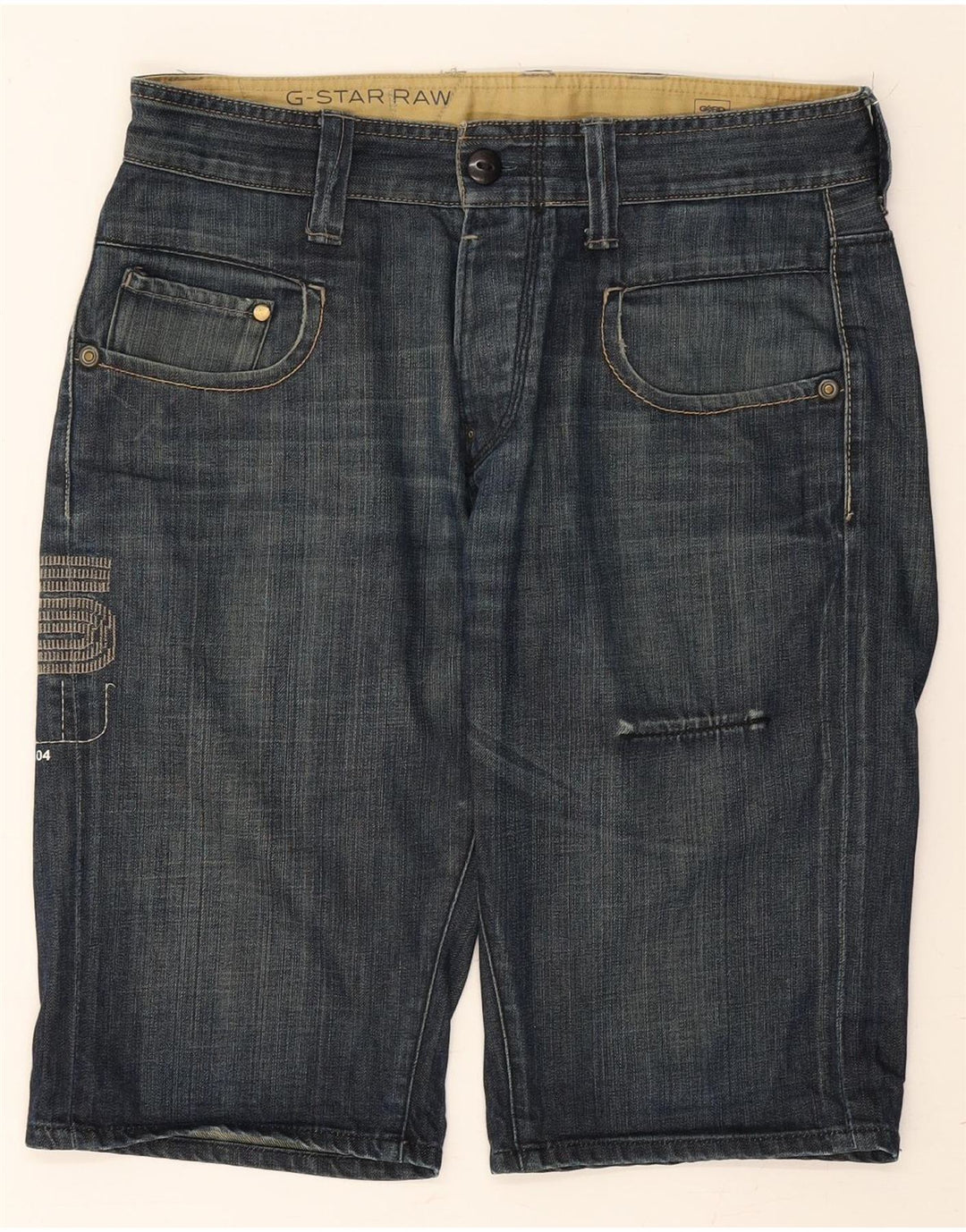 G-STAR Mens Graphic Denim Shorts W33 Medium Blue Cotton Vintage G-Star and Second-Hand G-Star from Messina Hembry 