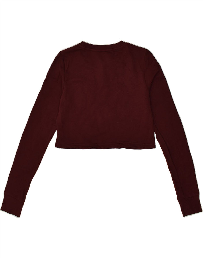 CHAMPION Womens Harvard Crop Sweatshirt Jumper UK 10 Small Maroon | Vintage Champion | Thrift | Second-Hand Champion | Used Clothing | Messina Hembry 