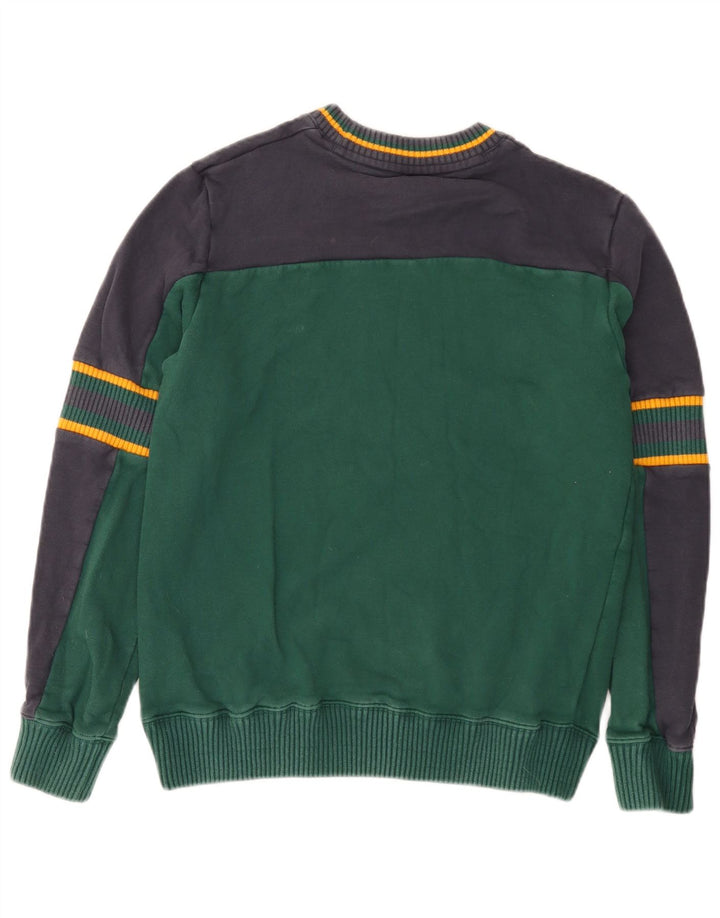 Champion Mens Graphic Sweatshirt Jumper Large Green Colourblock Cotton