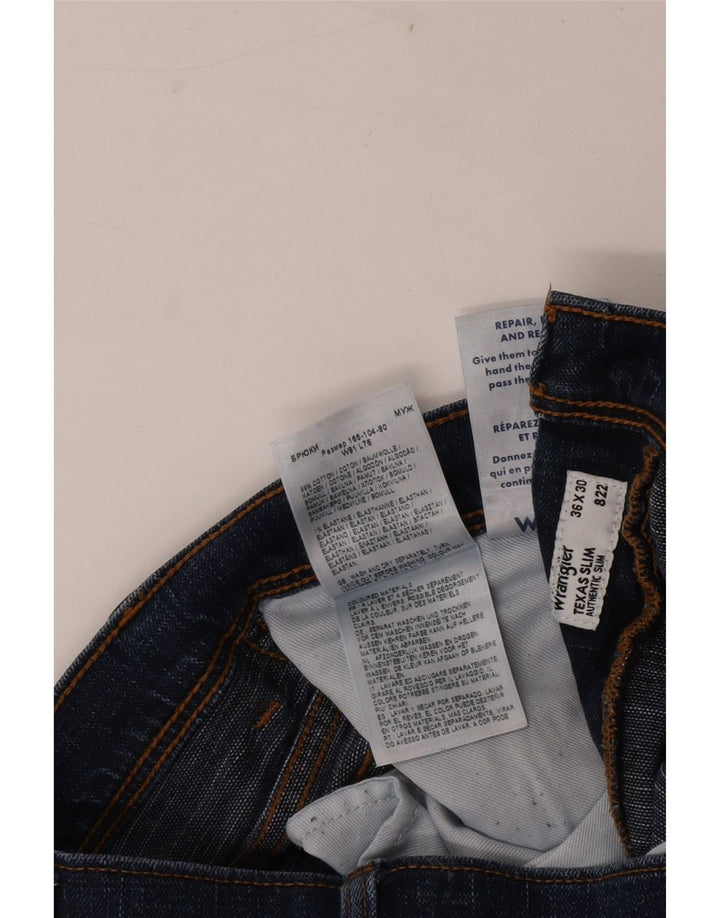 Wrangler Mens Texas Slim Jeans W36 L30 Navy Blue Cotton
