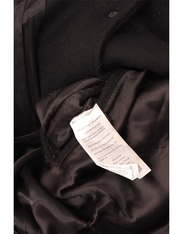 Selected Homme Mens Overcoat UK 42 XL Black Wool