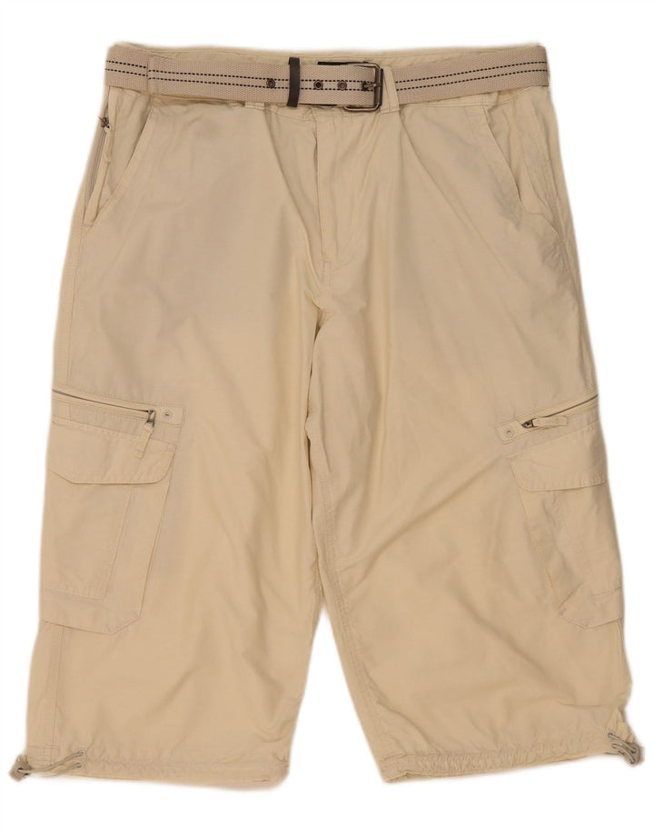 MARKS & SPENCER Mens Cargo Bermuda Shorts W38 XL Beige Cotton