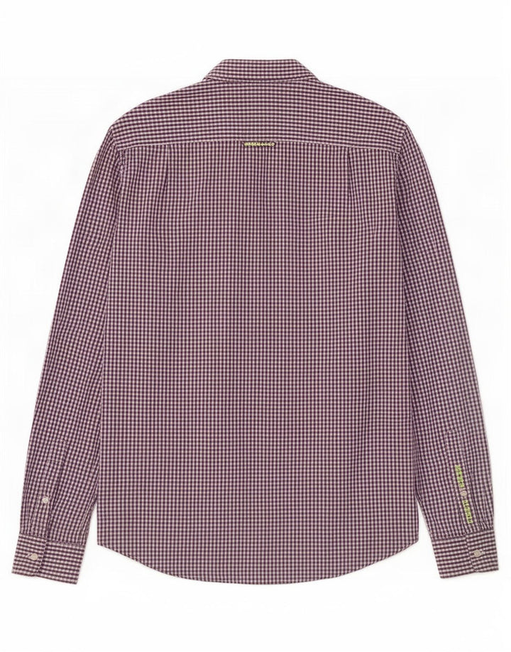 Superdry Mens Shirt Large Purple Gingham Cotton