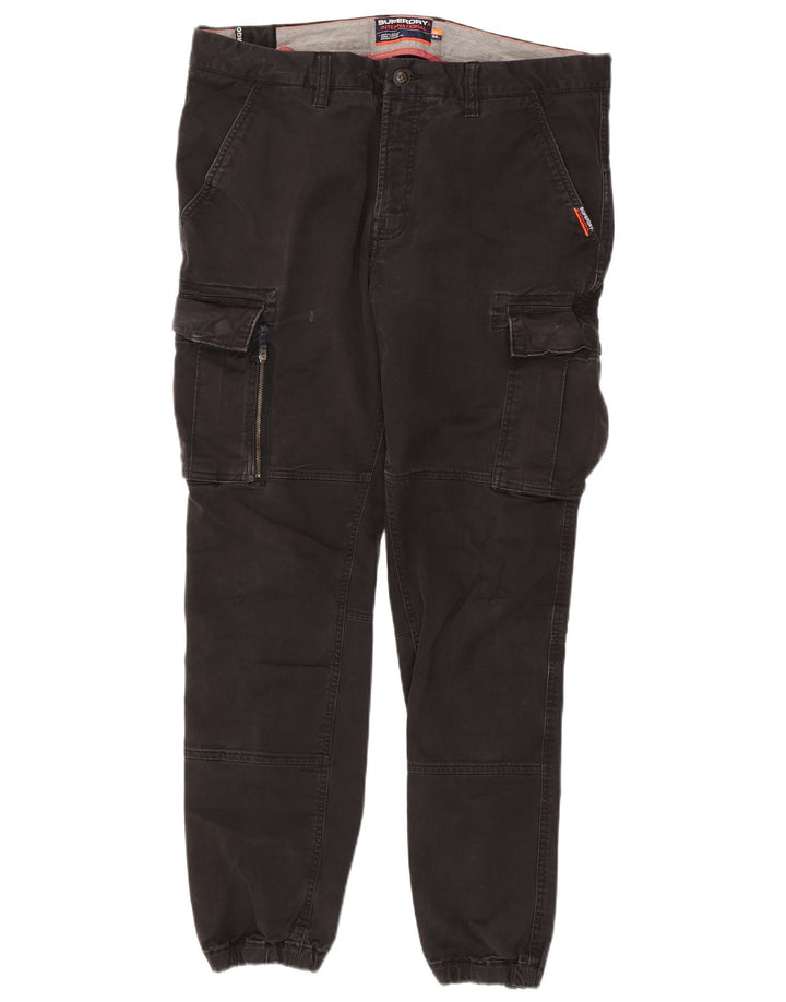 Superdry Mens Joggers Cargo Trousers W36 L30 Black Cotton