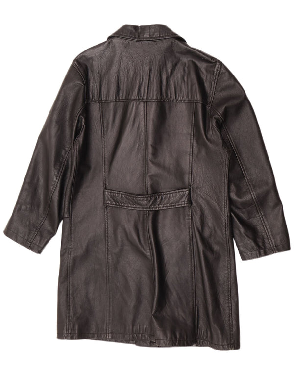 Vintage Womens Leather Coat UK 14 Medium Black