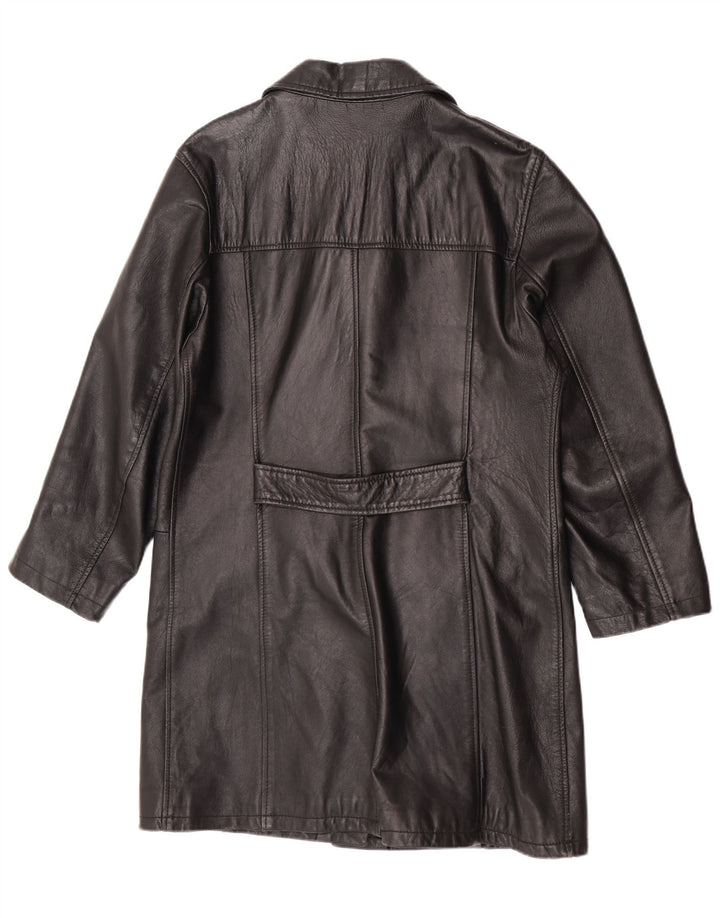Vintage Womens Leather Coat UK 14 Medium Black