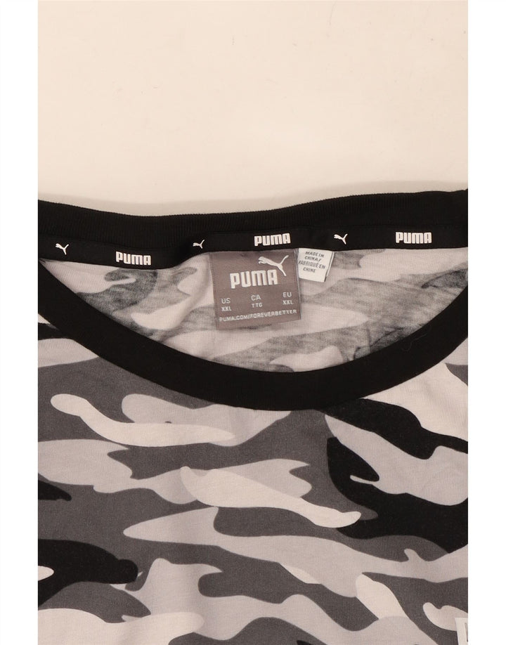 PUMA Mens T-Shirt Top 2XL Grey Camouflage Cotton