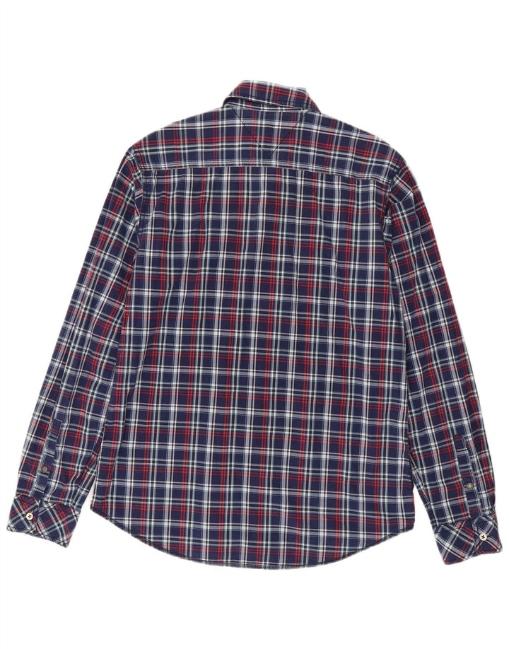 Tommy Hilfiger Mens Shirt Medium Navy Blue Check Cotton