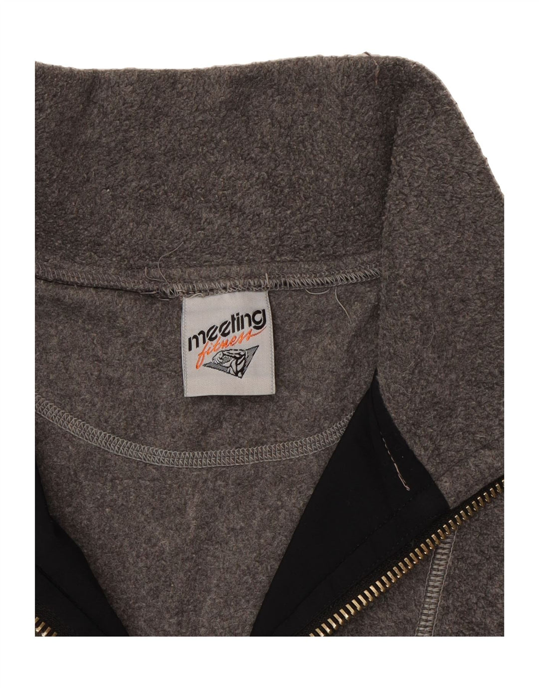 MEETING Mens Zip Neck Fleece Jumper XL Grey Polyester Vintage Meeting and Second-Hand Meeting from Messina Hembry 