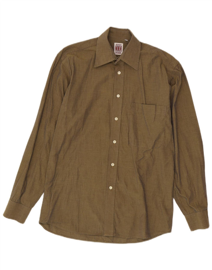 Ferre Mens Shirt Size 38 15 Medium Khaki