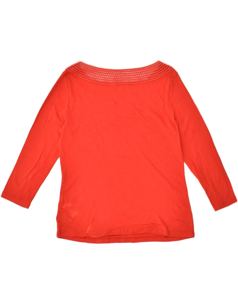 RALPH LAUREN Womens Top 3/4 Sleeve UK 14 Large Red Cotton | Vintage Ralph Lauren | Thrift | Second-Hand Ralph Lauren | Used Clothing | Messina Hembry 