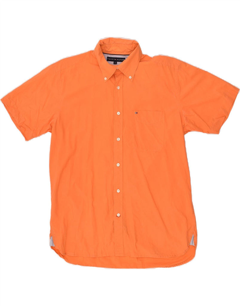 TOMMY HILFIGER Mens Short Sleeve Shirt Medium Orange Cotton | Vintage Tommy Hilfiger | Thrift | Second-Hand Tommy Hilfiger | Used Clothing | Messina Hembry 