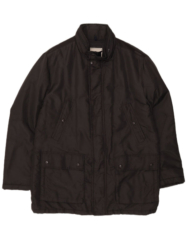 Geox Mens Respira Hooded Utility Jacket UK 48 4XL Black Polyamide