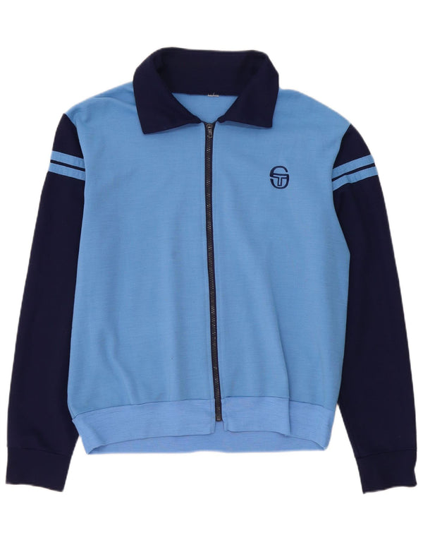 Sergio Tacchini Mens Tracksuit Top Jacket Medium Blue Colourblock Wool