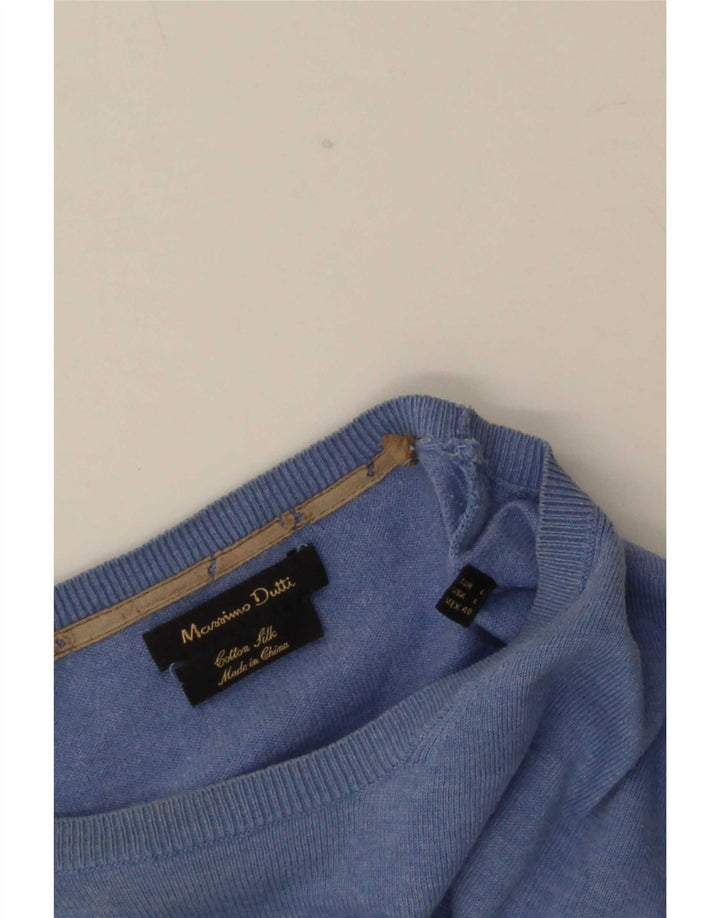 Massimo Dutti Mens Boat Neck Jumper Sweater Large Blue Cotton