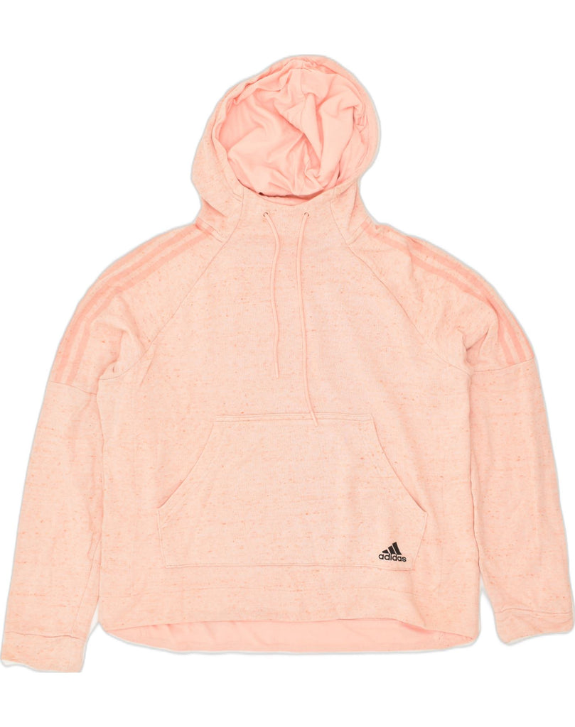 ADIDAS Womens Hoodie Jumper UK 16/18 Large Pink Flecked Cotton | Vintage Adidas | Thrift | Second-Hand Adidas | Used Clothing | Messina Hembry 