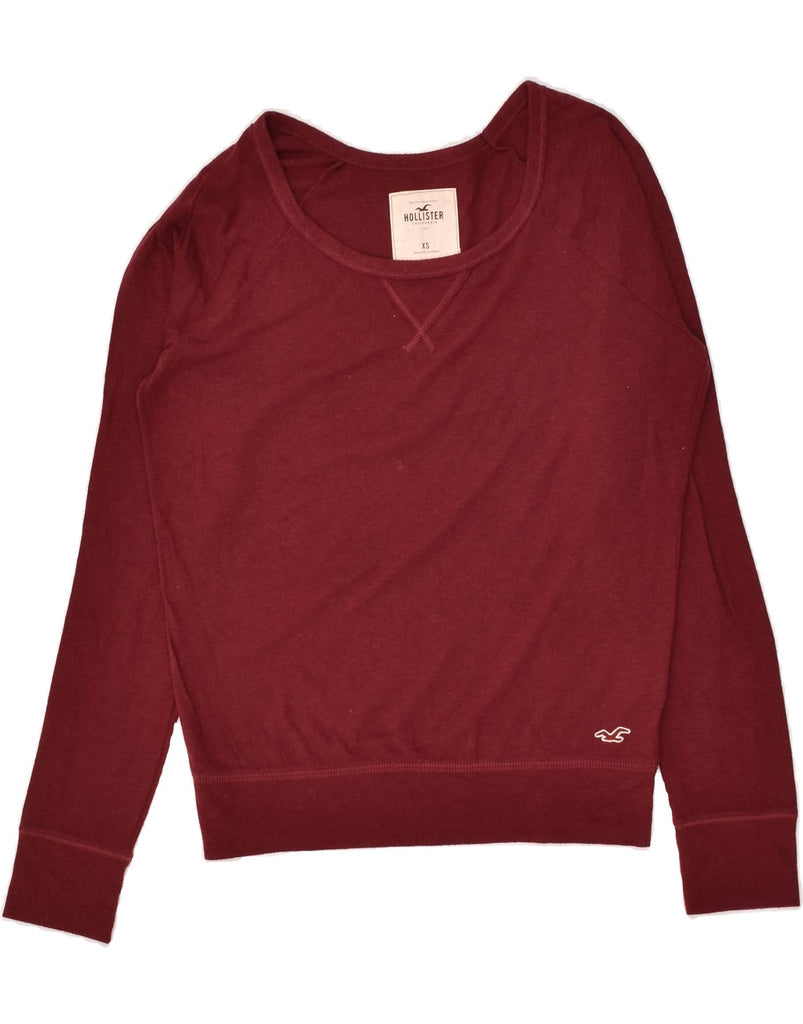 HOLLISTER Womens Top Long Sleeve UK 6 XS Burgundy Cotton | Vintage Hollister | Thrift | Second-Hand Hollister | Used Clothing | Messina Hembry 