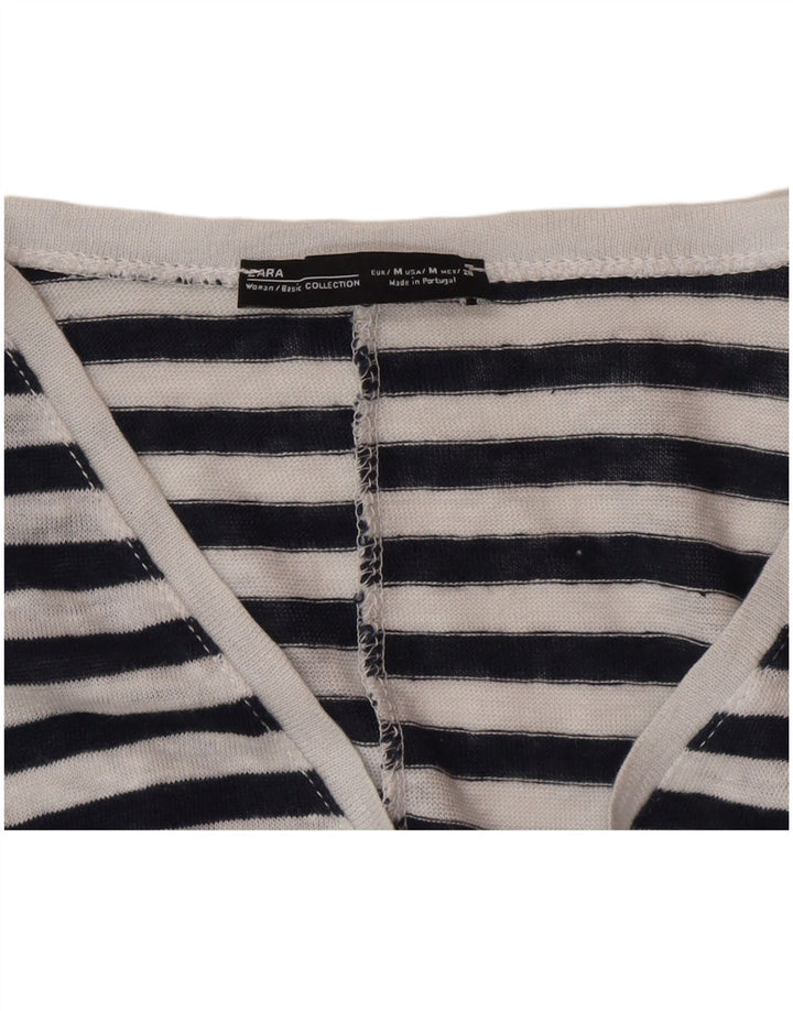 Zara Womens Oversized T-Shirt Top UK 14 Medium Black Pinstripe