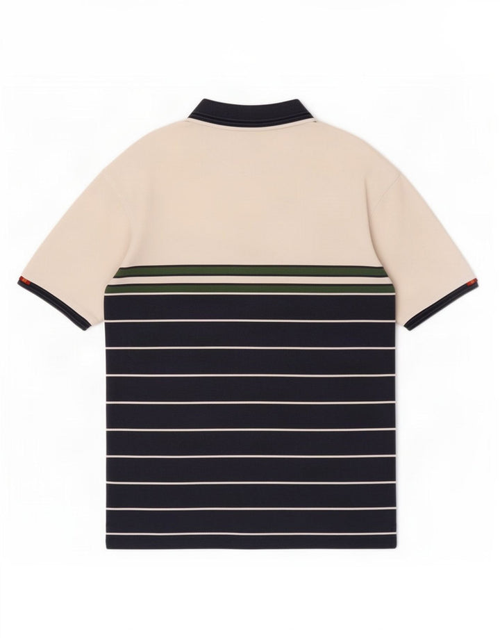Ellesse Mens Polo Shirt Medium Navy Blue Striped Cotton