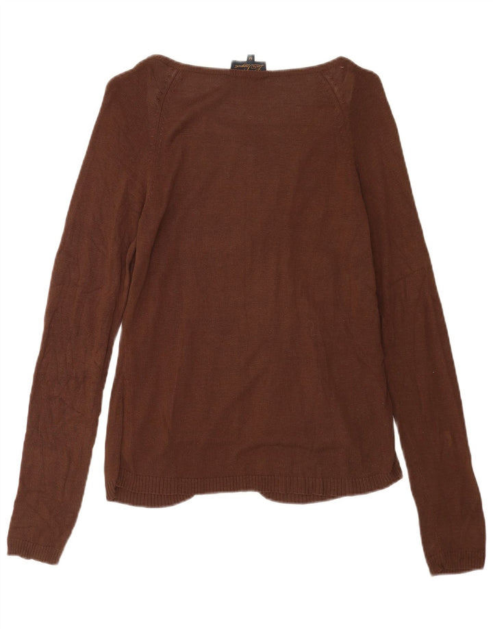 Luisa Spagnoli Womens Cardigan Sweater UK 12 Medium Brown Silk