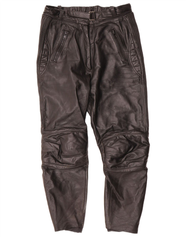 VINTAGE Womens Moto Racer Trousers IT 44 Medium W30 L27 Black Leather
