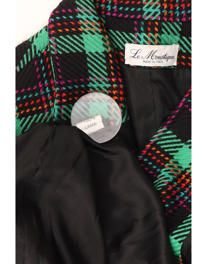 Vintage Womens 2 Button Blazer Jacket UK 16 Large Green Check Wool