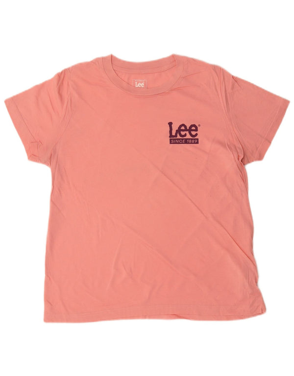 Lee Womens Graphic T-Shirt Top UK 16 Large Pink Cotton