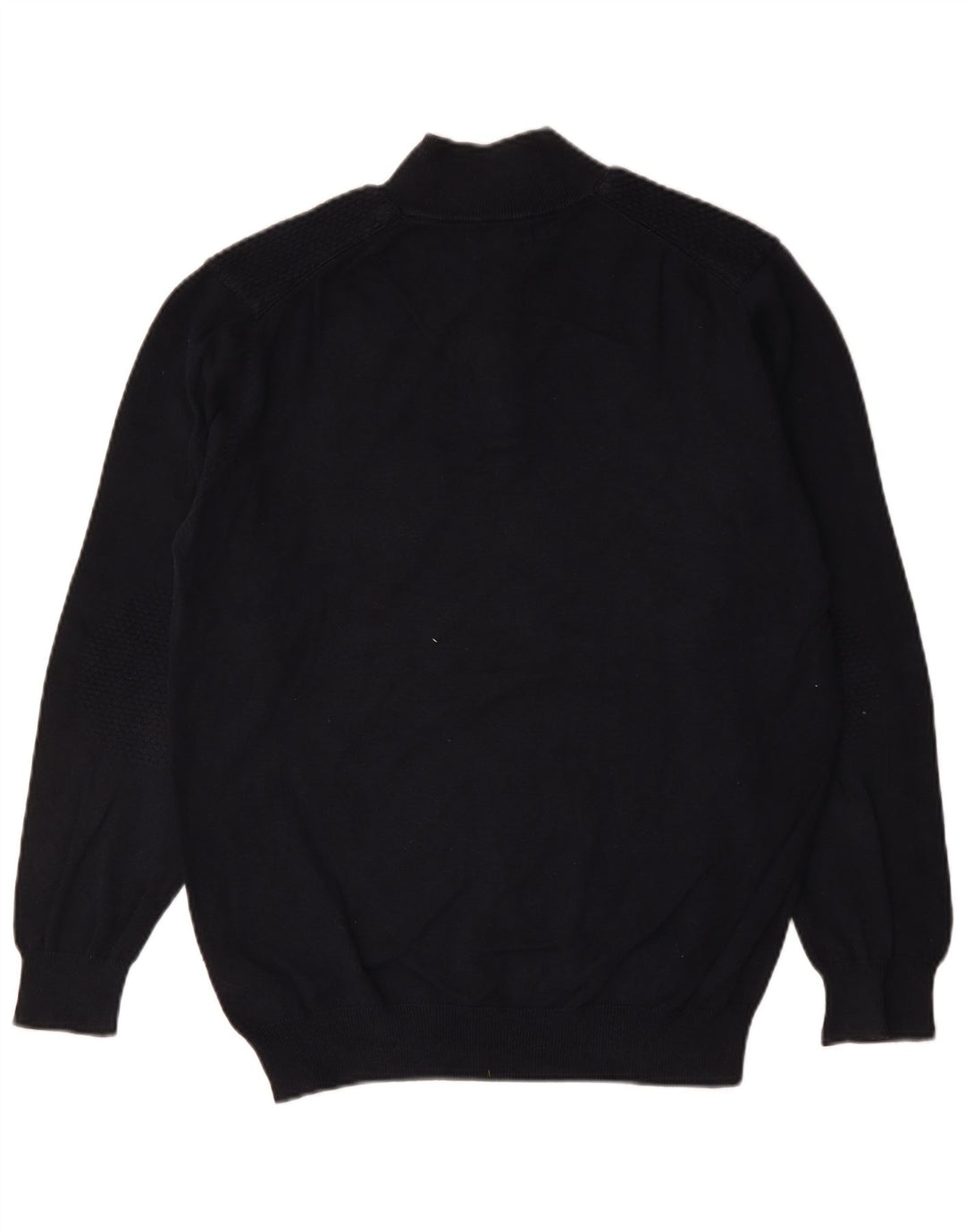 Massimo Dutti Mens Button Neck Jumper Sweater XL Navy Blue Cotton