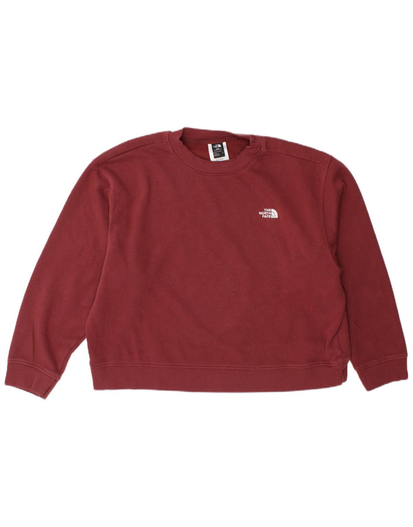 The North Face Womens Sweatshirt Jumper UK 16 Large Maroon Cotton