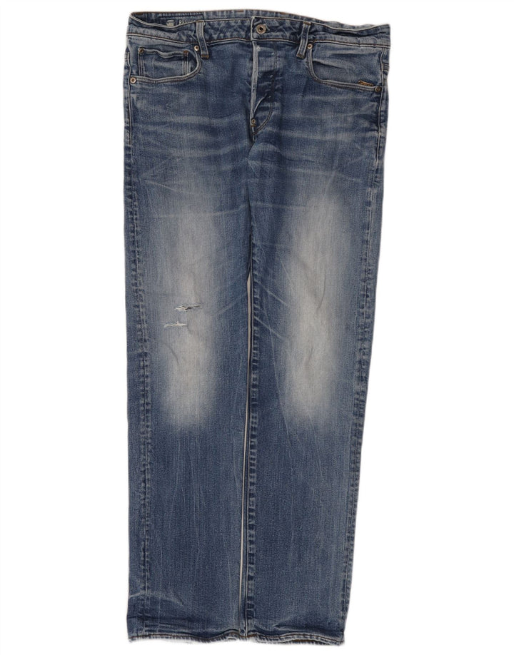 G-Star Mens Straight Jeans W34 L34 Blue Cotton