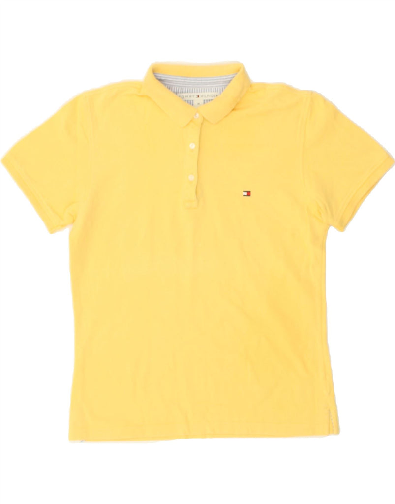 TOMMY HILFIGER Womens Polo Shirt UK 12 Medium Yellow Cotton | Vintage Tommy Hilfiger | Thrift | Second-Hand Tommy Hilfiger | Used Clothing | Messina Hembry 