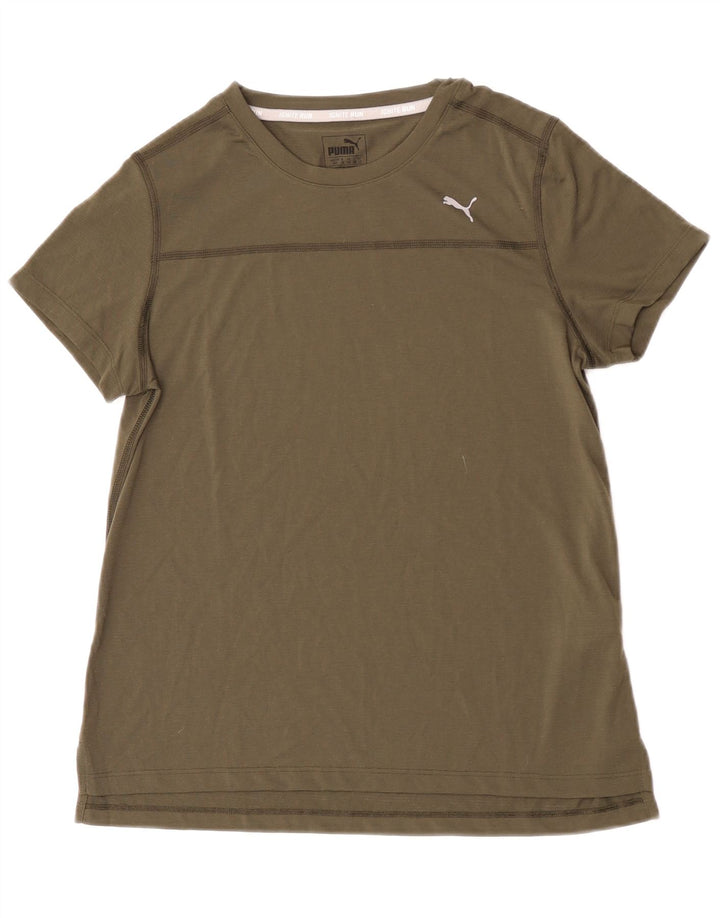 Puma Womens T-Shirt Top UK 12 Medium Khaki Polyester