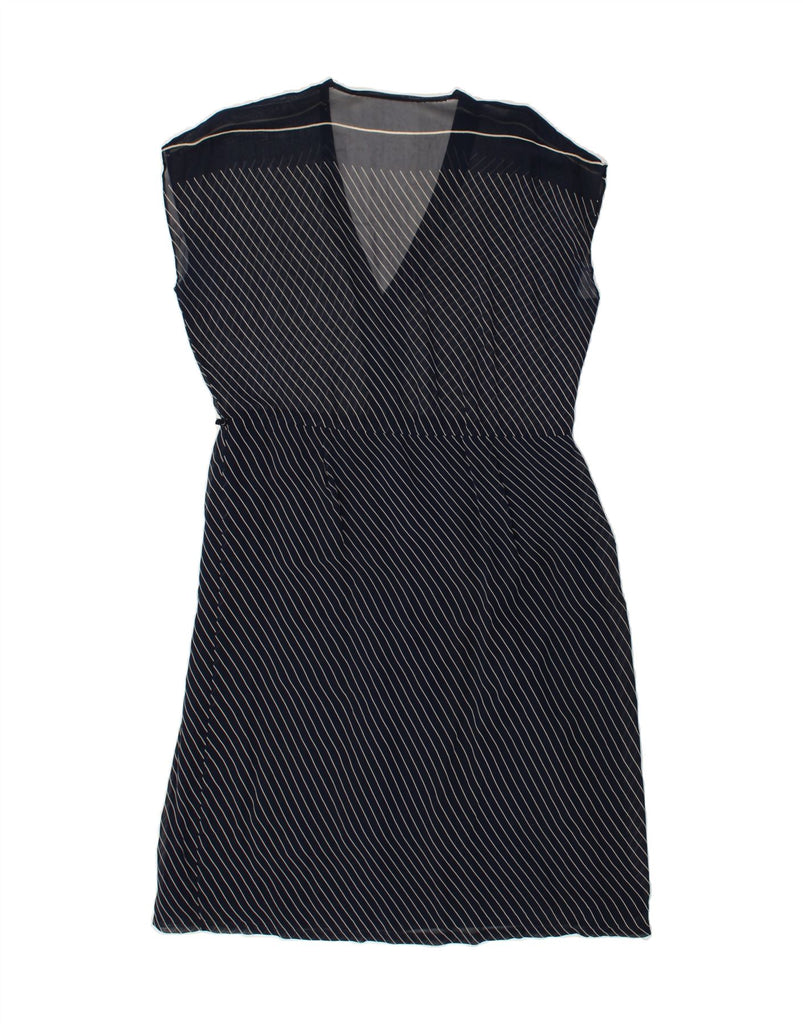 VINTAGE Womens See Through Sleeveless Basic Dress UK 16 Large Navy Blue | Vintage Vintage | Thrift | Second-Hand Vintage | Used Clothing | Messina Hembry 