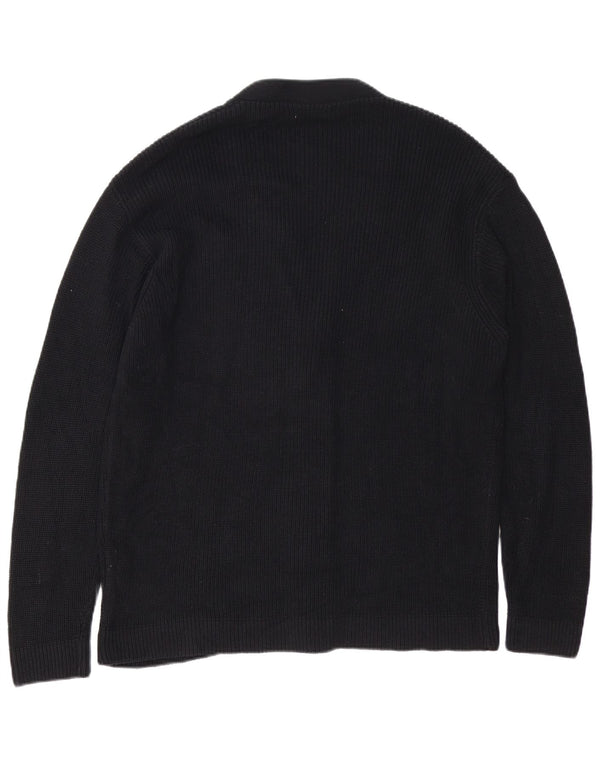 Zara Mens Cardigan Sweater Large Black Cotton