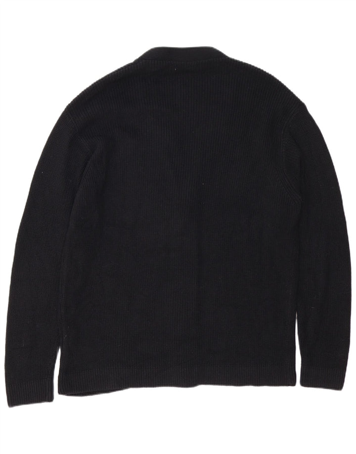 Zara Mens Cardigan Sweater Large Black Cotton