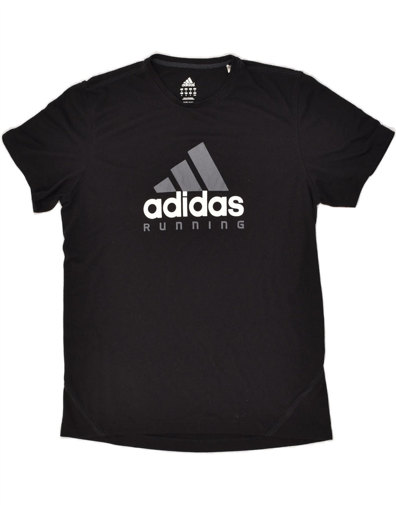 ADIDAS Mens Running Graphic T-Shirt Top Medium Black Polyester | Vintage Adidas | Thrift | Second-Hand Adidas | Used Clothing | Messina Hembry 