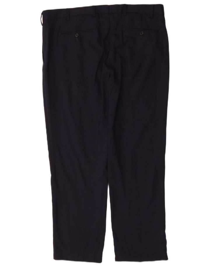 Marks & Spencer Mens Regular Fit Suit Trousers W38 L29 Navy Blue Wool
