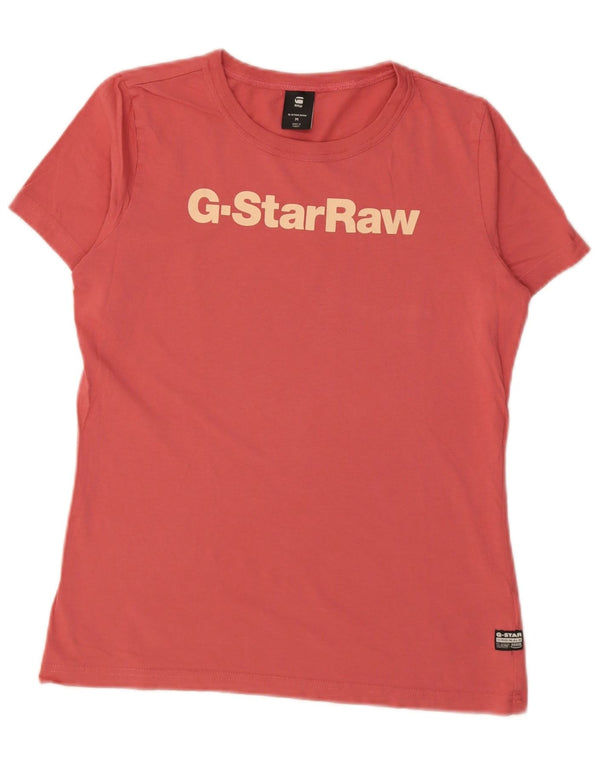 G-Star Womens Graphic T-Shirt Top UK 14 Medium Pink Cotton