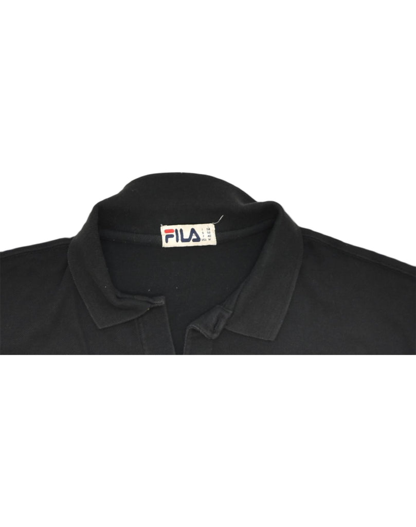 FILA Mens Polo Shirt IT 50 Medium Black Cotton | Vintage | Thrift | Second-Hand | Used Clothing | Messina Hembry 