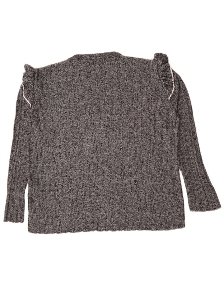 Marks & Spencer Womens Crew Neck Jumper Sweater UK 16 Large Grey Acrylic