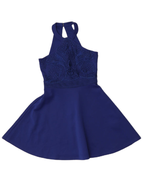 Lipsy Girls Halter Swing Dress 11-12 Years Blue Floral Polyester