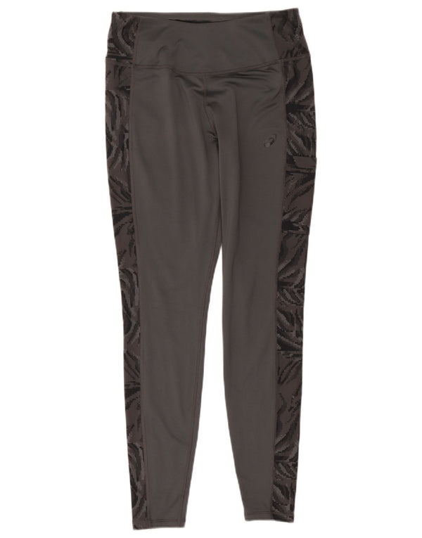 Asics Womens Leggings UK 14 Medium Grey Animal Print Polyester