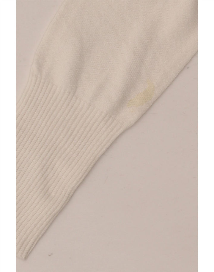 Zara Womens Longline Cardigan Sweater UK 12 Medium White Cotton
