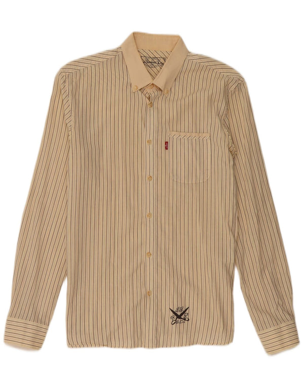 LEVI'S Mens Shirt Medium Beige Striped Cotton