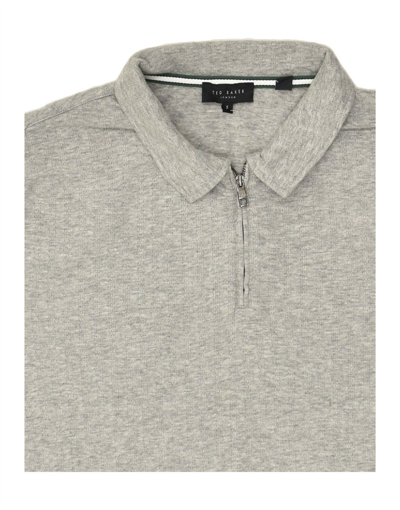 TED BAKER Mens Polo Shirt Size 5 XL Grey Cotton | Vintage Ted Baker | Thrift | Second-Hand Ted Baker | Used Clothing | Messina Hembry 