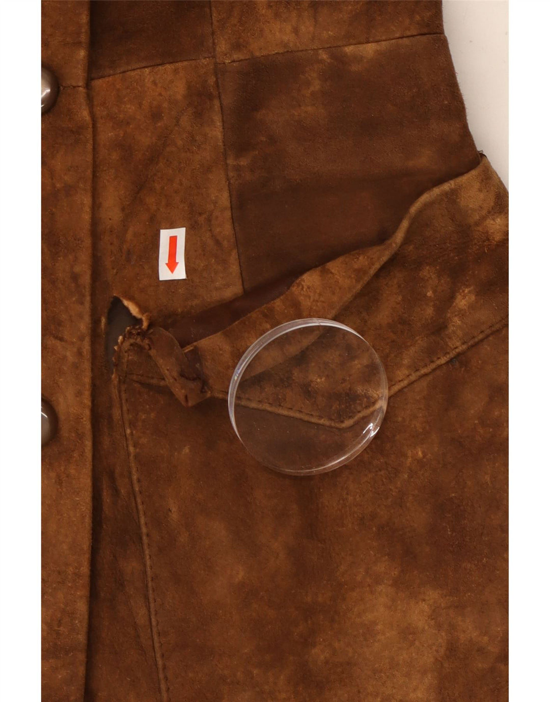 Vintage Womens Suede Overcoat UK 10 Small Brown