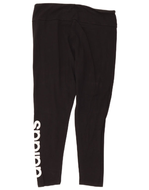 Adidas Womens Graphic Leggings UK 20/22 XL Black Cotton
