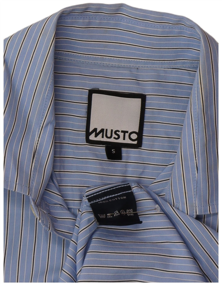 Musto Mens Shirt Small Blue Striped Cotton